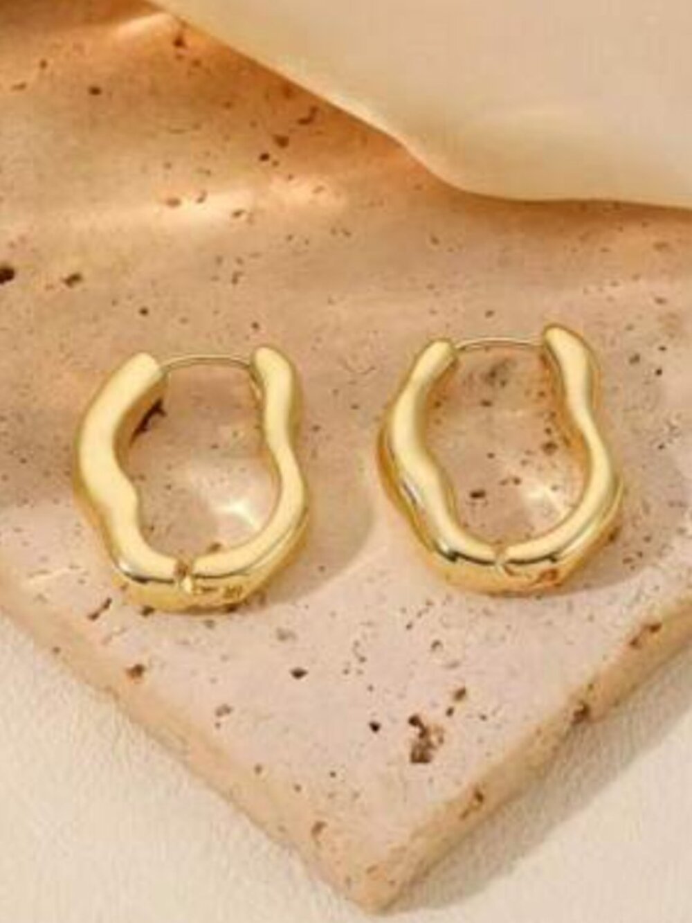 Gold Molten Metal Hoop Earrings